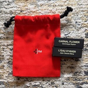 Frederic Malle parfums bundle w/ cloth pouch, L’eau D’Hiver and Carnal Flower